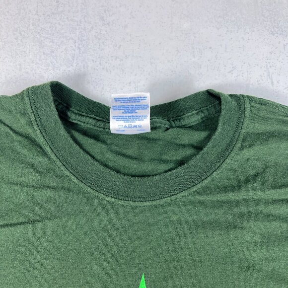 Y2K Tree Hugger Marijuana Funny Shirt Extra Large Green Faded Short Sleeve Tee - Picture 3 of 9